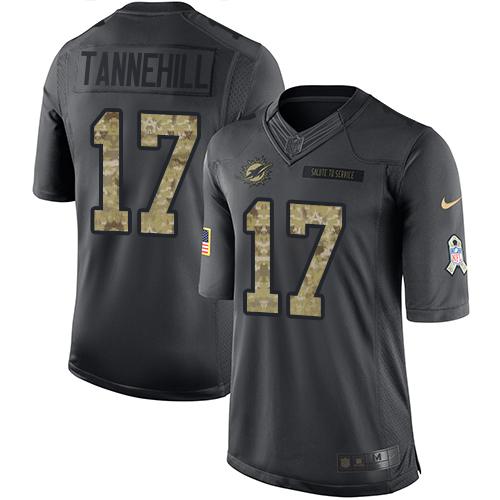 Nike Dolphins #17 Ryan Tannehill Black Men's Stitched NFL Limited 2016 Salute to Service Jersey - Click Image to Close